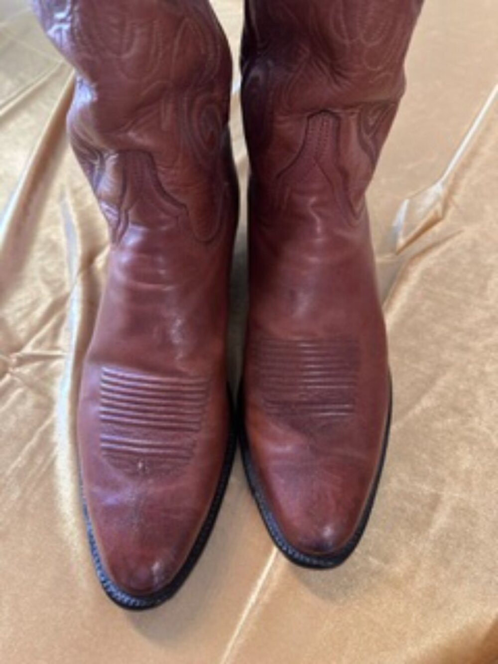 Lucchese Classics Tan Leather Cowboy Boots - Semi Round Toe L153764 10.5D